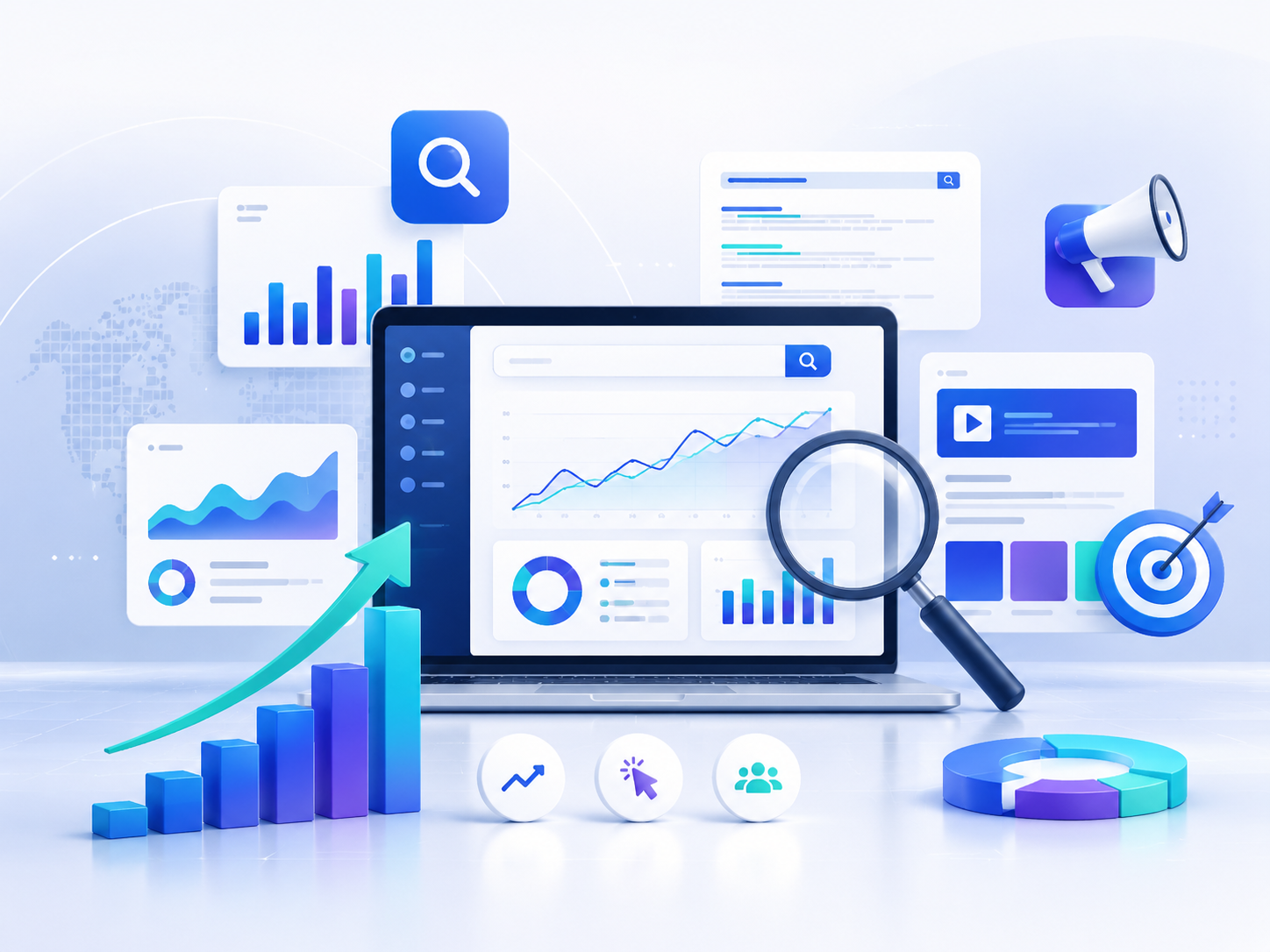 SEO performance dashboard illustration